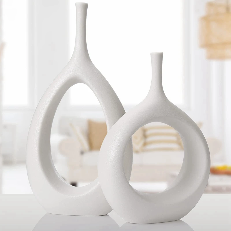 

Качественная белая керамическая полый Цветочная ваза для декора, Современная декоративная ваза, центральный элемент для свадебного стола для дома