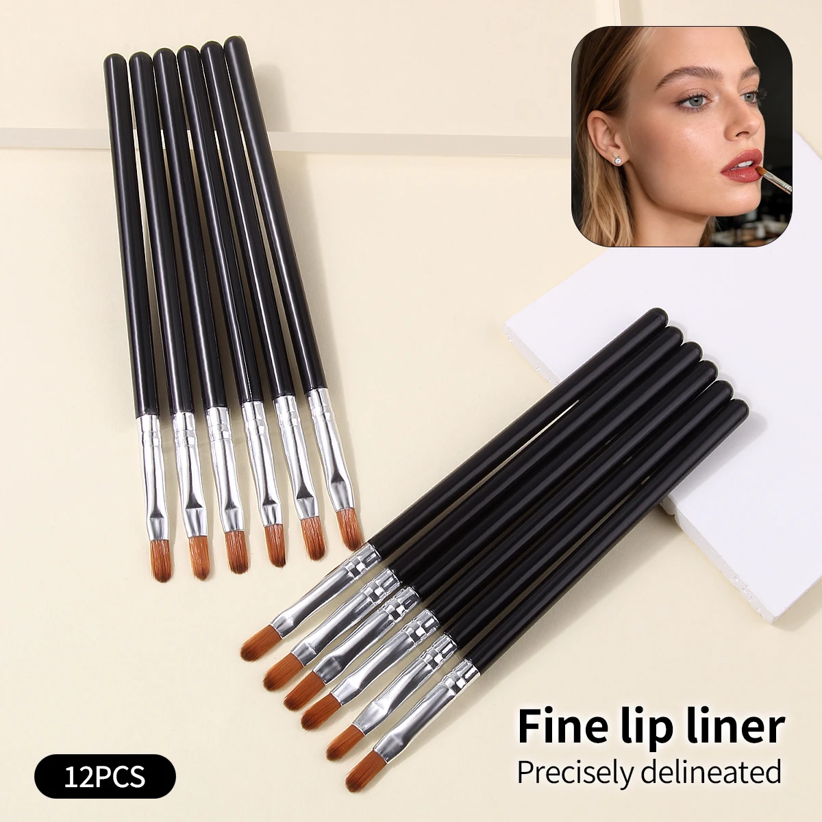 12-piece professional lip makeup brush set - Soft and precise for shaping lips. Multi-functional beginner beauty tools. 2
