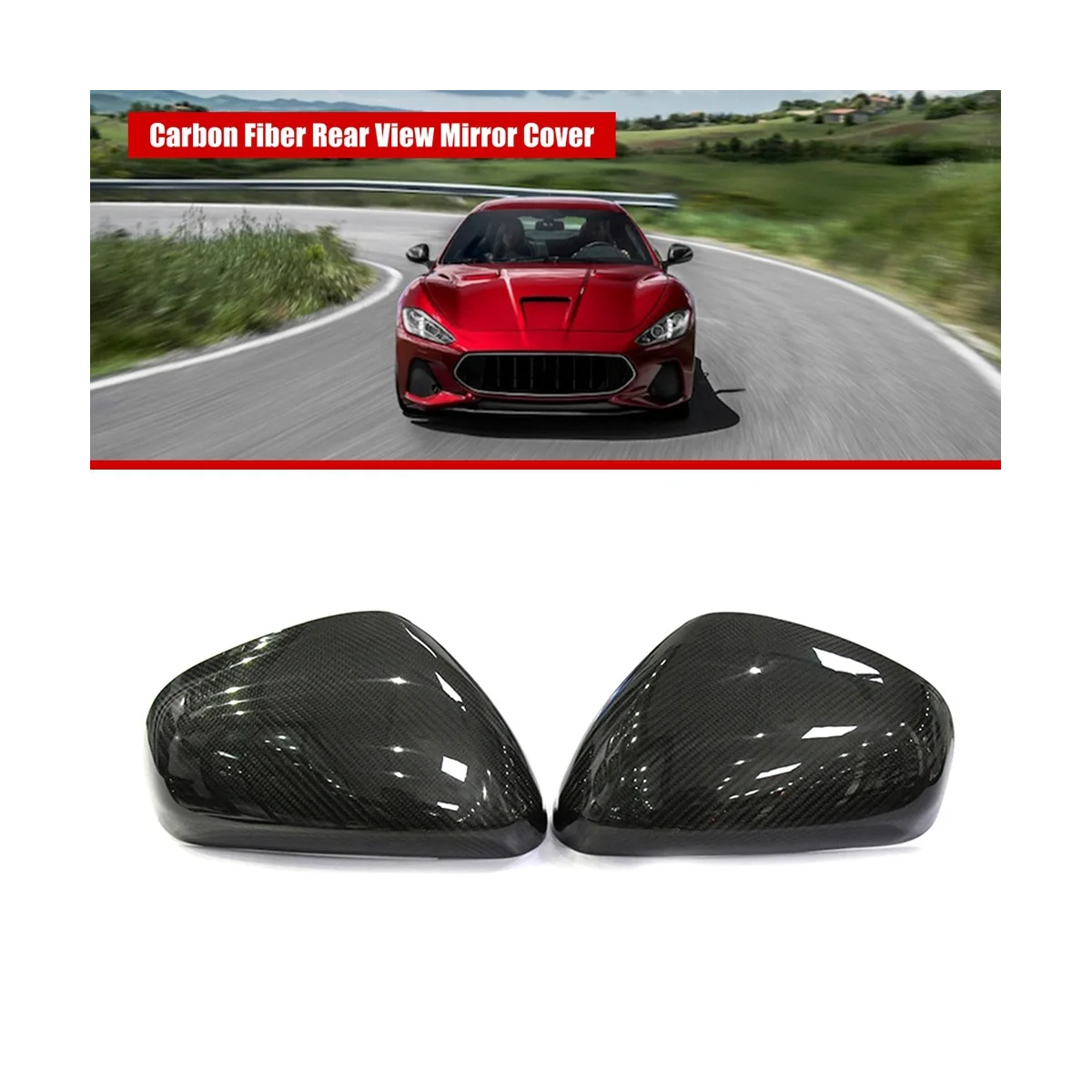 Car Carbon Fiber Rear View Mirror Cover for Maserati Gran Turismo