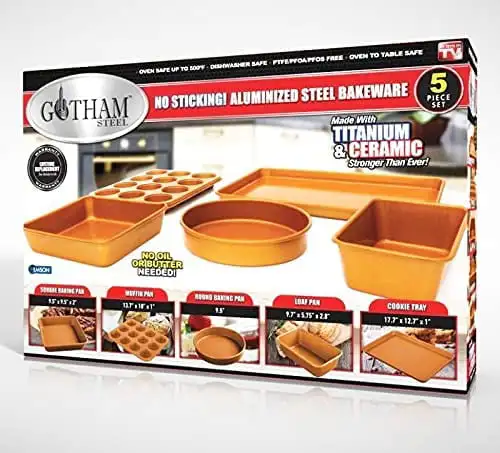 Gotham Steel 5 Piece Nonstick Bakeware Set - Copper