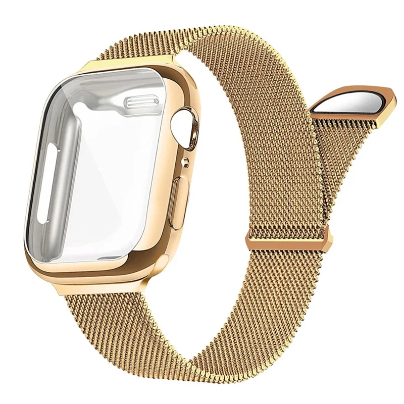 Premium Milanese Loop Case & Band with TPU Screen Protector for Apple Watch Series - Sleek & Durable Design