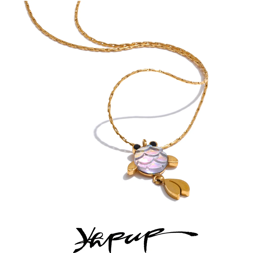 Yhpup Agile Goldfish Drop Necklace Stainless Steel