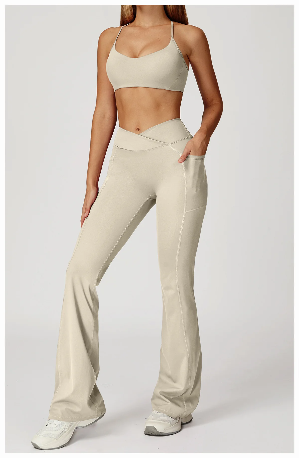 Pantalon Yoga Évasé Taille Haute Femme