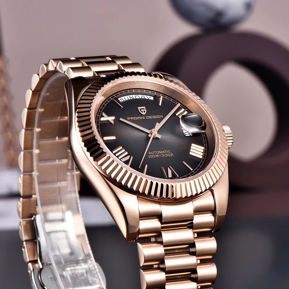 PAGANI DESIGN DD36 Rose Gold Men's Watches Mechanical Watches For Man Automatic Fashion AR Sapphire Mirror Wristwatches