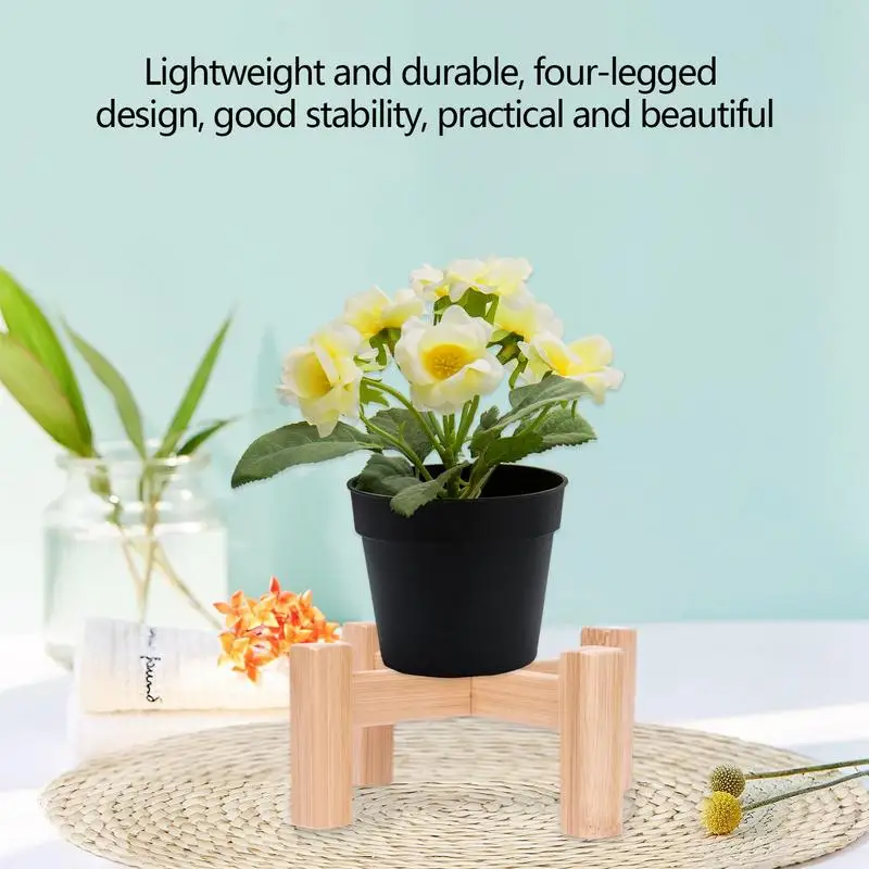 Wooden Four-legged Flower Stand Bonsai Stand Home Tray Pot Bamboo Display Shelf Holder Plant Decor