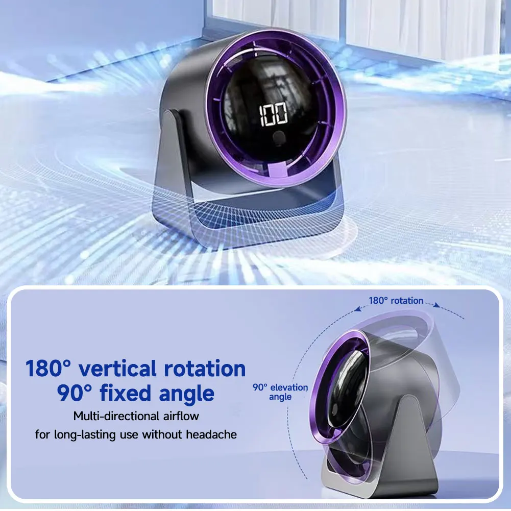 Low-noise And Silent 100-speed Adjustable LED Display, Large-capacity Mini Desktop Wall-mounted Fan 1800mah_voghion.com