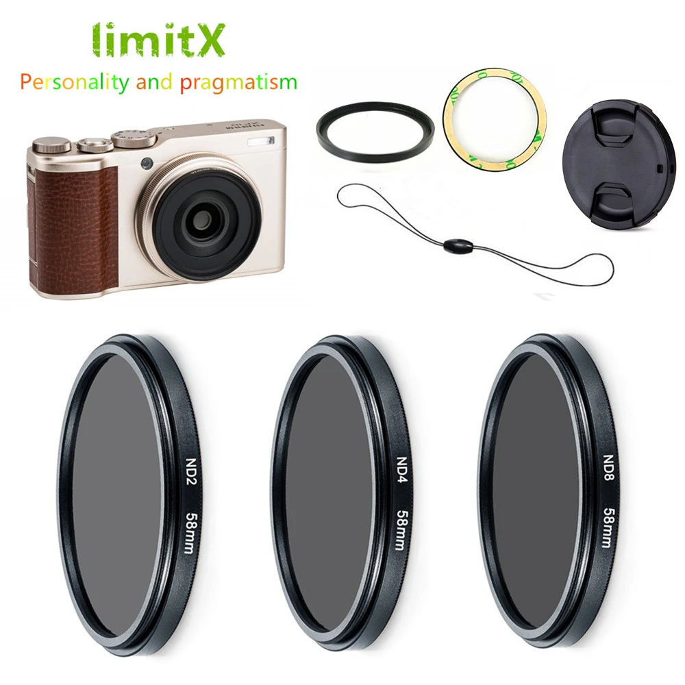 Nd2 Nd4 Nd8 Neutral Density Nd Filter & Adapter Ring Lens Cap Keeper