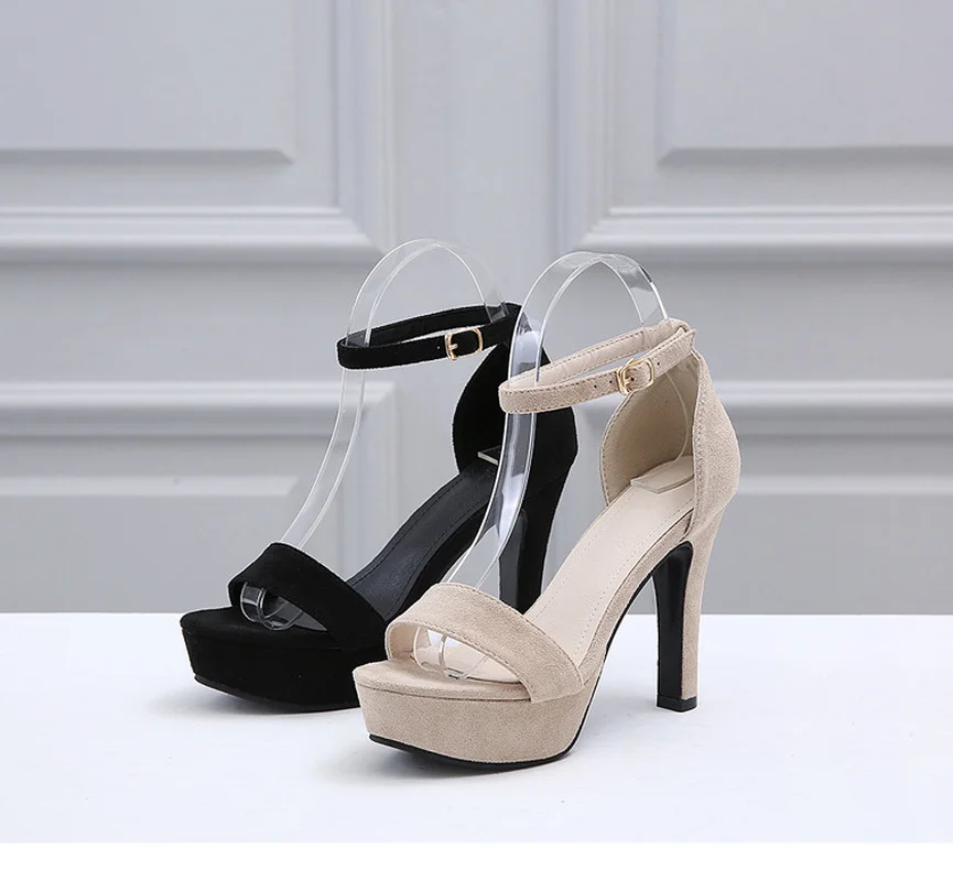 BlackGladiatorBuckleStrapPlatformSandalsWomen2022SummerPumps