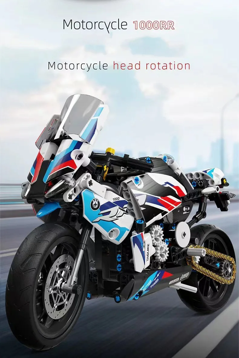 Technology Bmw S1000Rr Dirt Motorcycle Building Blocks Model Motorbike Toy