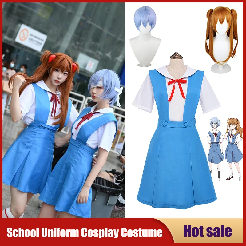 

Anime New Evangelion School Uniform Asuka Langley Soryu Cosplay Rei Ayanami Costume Girl Women Dress Ladies Sexy Loli Clothing