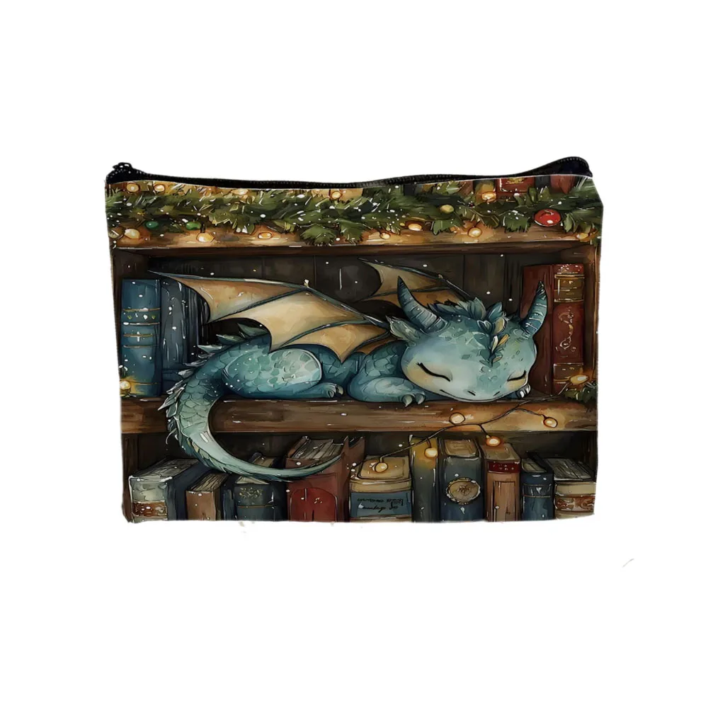 Christmas ElementsA Little Dragon SleepingTote Bag Make-up-Tasche, praktische Kombination, Einkaufs-Aufbewahrungstasche, Handtasche im Fantasy-Stil – Detail 5