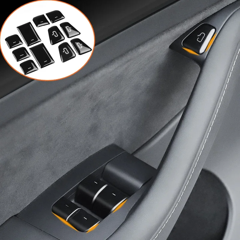 

Open Door Button Sticker for Tesla Model 3 Y Window Lift Switch Cover Trim Resin Protector 11pcs Car Interior Accessories 2023