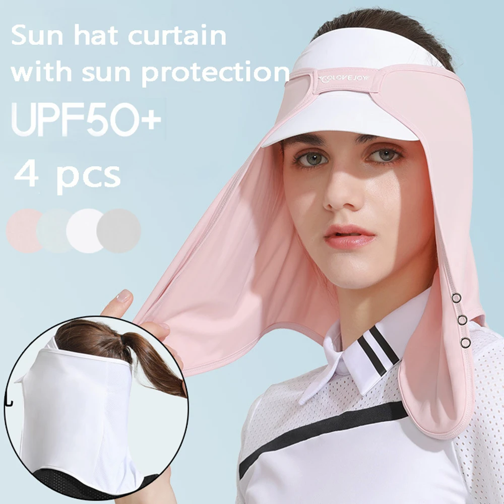 Summer Women's Sun Protective Cap Anti-UV Face Neck Sunshade Masks Cap UV Protection Visor Shawl Sunscreen Useful Neck Cover Hat