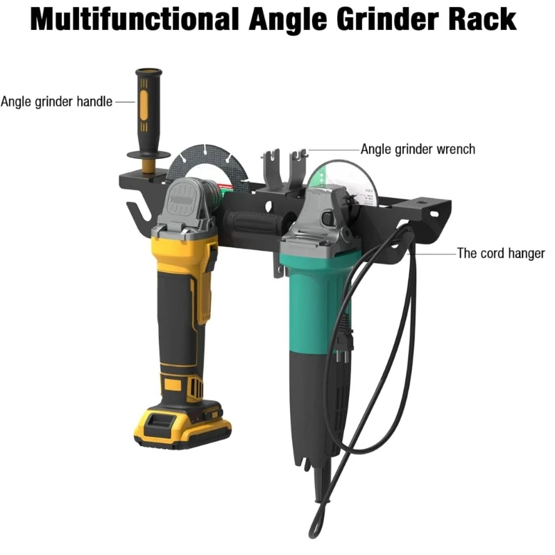 2Pcs Angle Grinder Holder Stand Wall Mount Bracket Storage Rack for Wrenches Garage Multipurpose Workspaces Accessories 37JD 5