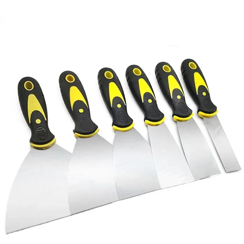 Putty Knife Scraper Drywall Spatula Paint Scraper Stainless Steel Putty Knife Filling Spatula Wallpaper Stripper Wood Handle Paint Tool Plaster Shovel Construction Tool