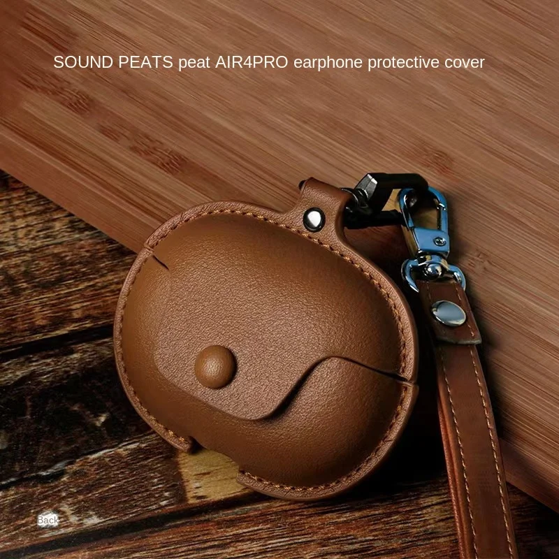 

Suitable for The New Peat SoundPEATS Air4 Pro Bluetooth Earphone Plain Leather Protective Case Air4Pro Leather Case