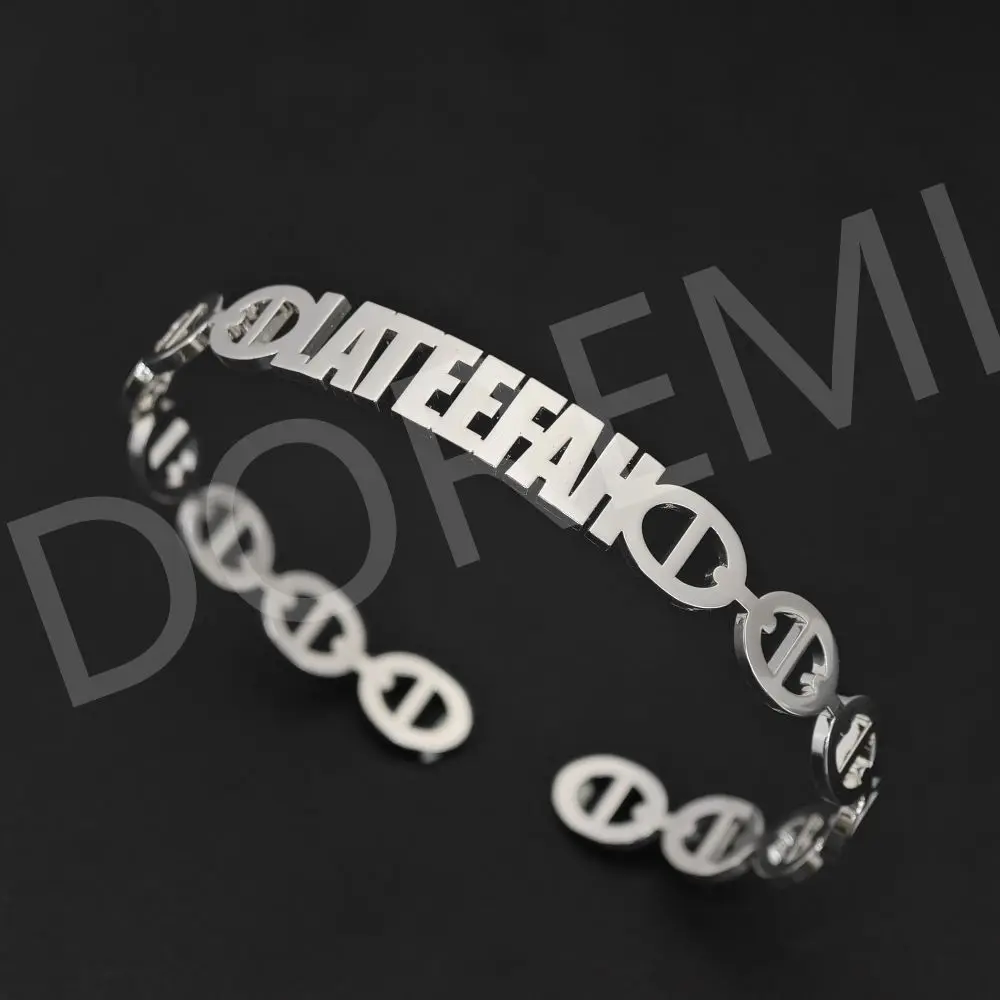 DOREMI Custom Name Women Bracelet Bangle Cuff Bangle Set Tarnish Free Name Letter Bracelet Gift Jewelry Designer Bangle