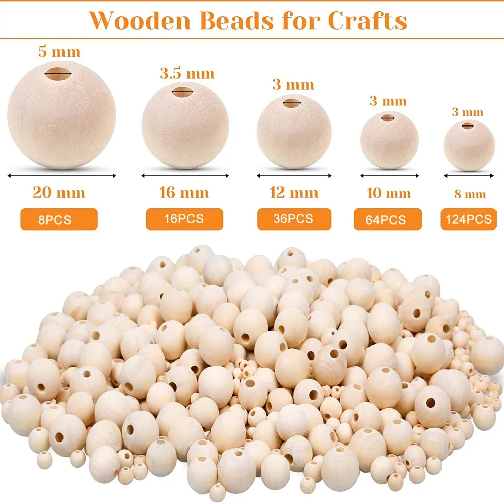 4-30mm Natural Wood Beads Unfinished Round Wooden Loose Beads Wood Spacer For DIY Craft Handmade Jewelry Making wood beads