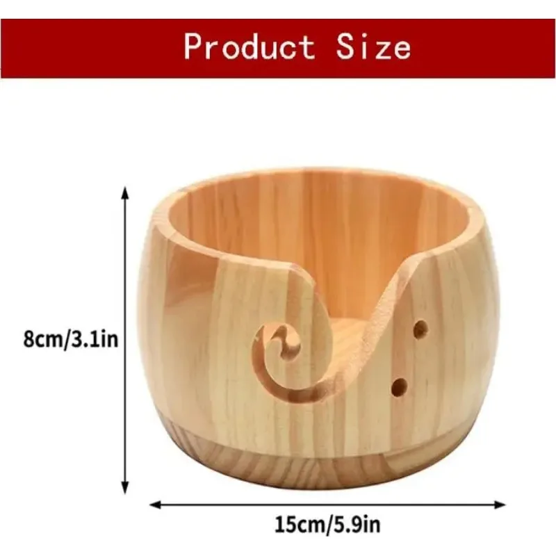 Bamboo Yarn Bowl Handmade Knitting Bowl Wool Holder DIY Embroidery Crocheting Storage Accessories for Crochet