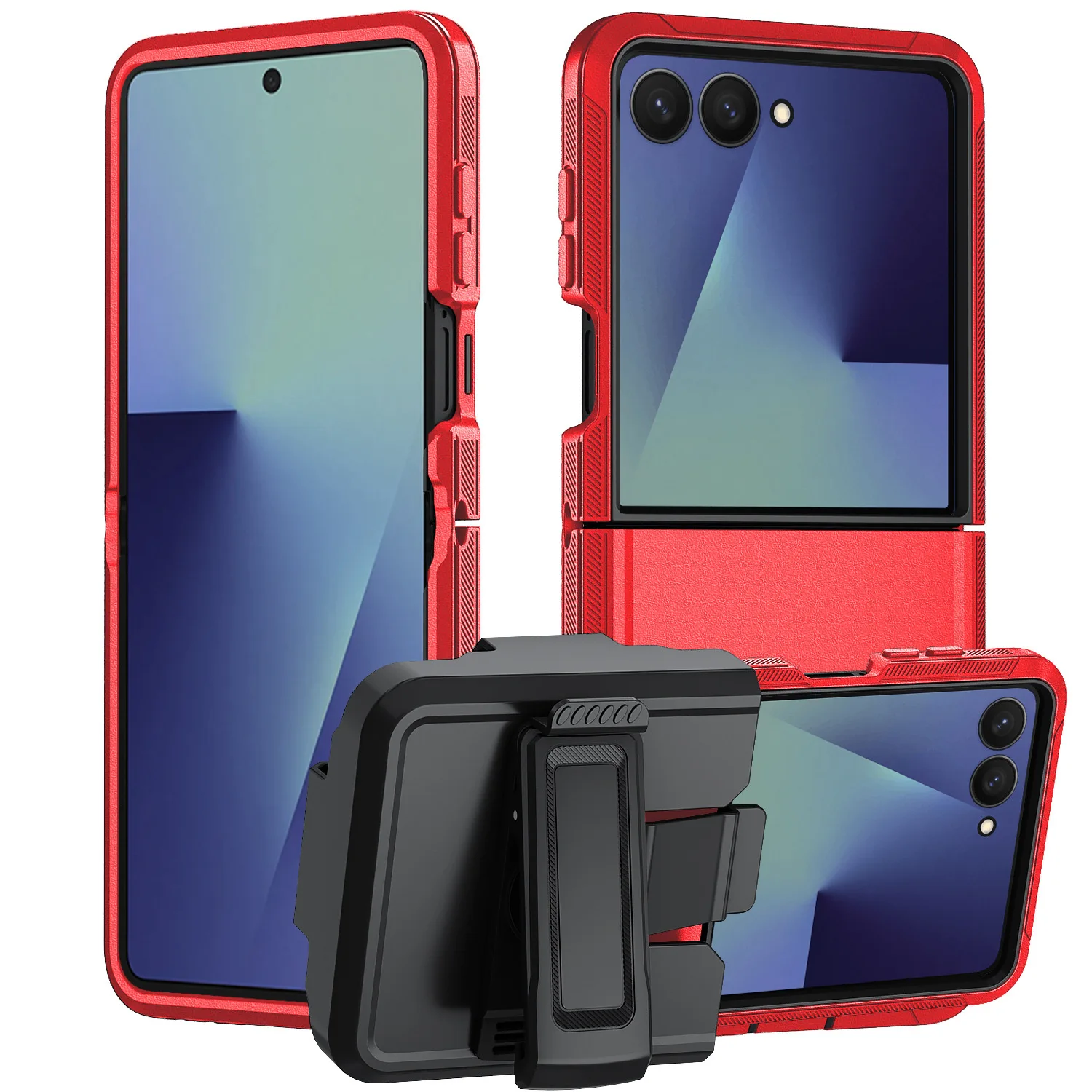 Heavy Armor Hybrid Rugged Case with Rotatable Belt Clip and Enhanced Shockproof Back Cover