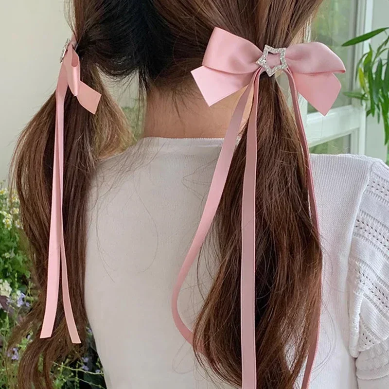 Elegant Pink Bow Hair Clips - Stylish Accessories