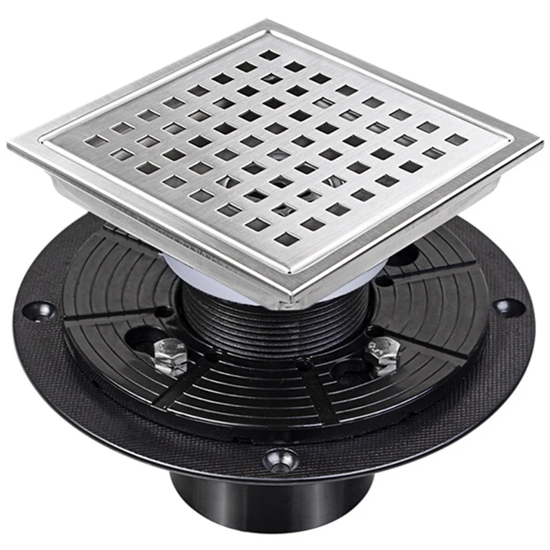 

Stainless Steel Grid Mesh Floor Drain With Flange Brushed Nickel Floor Drain For Shower, Removable