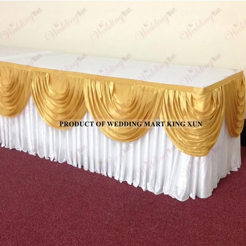 Table skirt 3M Long Ice Silk Table Skirt Tablecloth Skirting With Top Swag Drape For Wedding Event Party Decoration