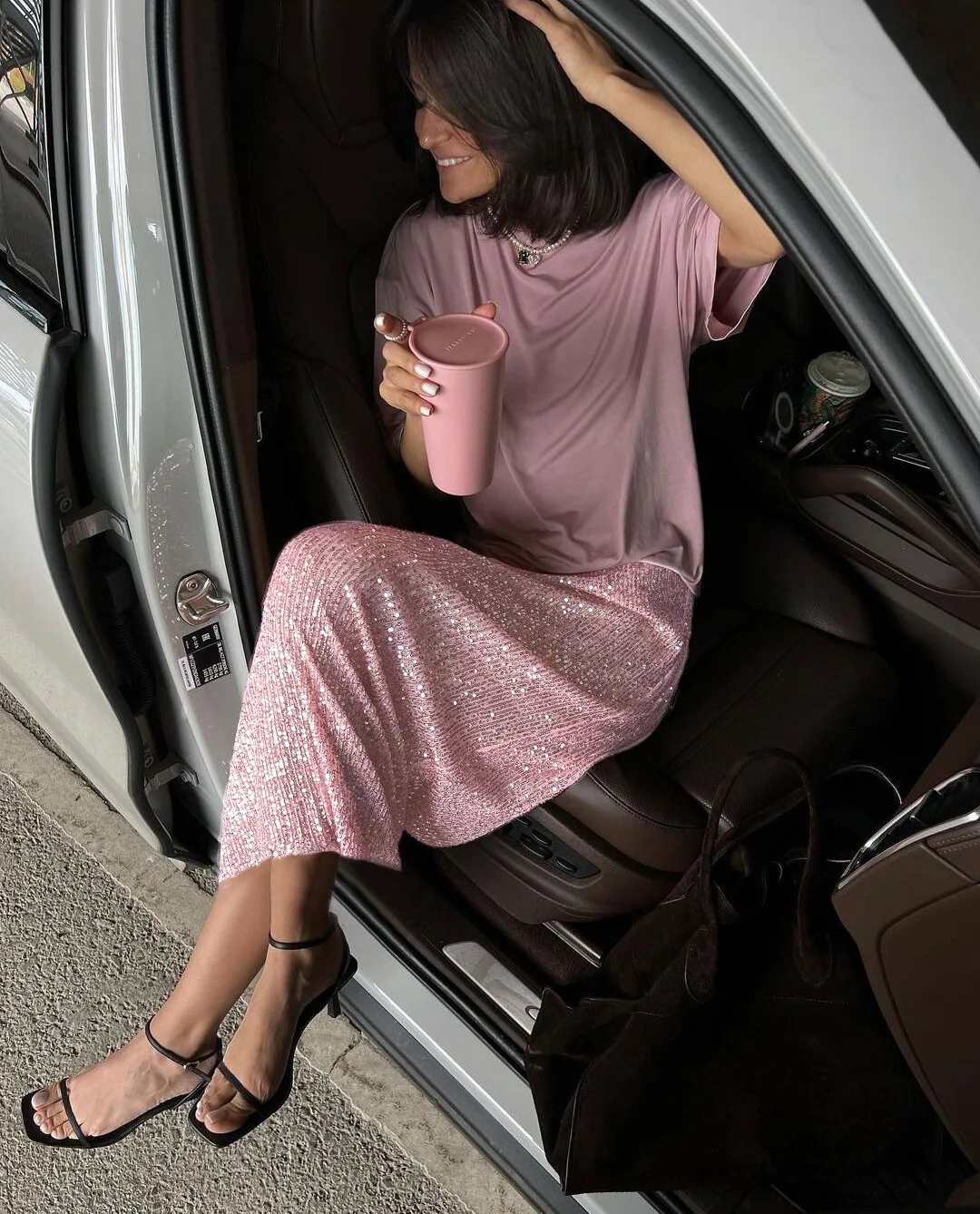 Women's Elegant Long Sequins Skirt, High Waist Split Skirts, Office Lady, Casual Loose Streetwear, Fashion, Summer, 2023