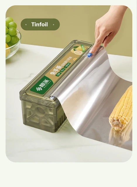 Dropship Cling Wrap Dispenser With Slide Cutter Aluminum Foil, Baking  Parchment Paper Organizer Kitchen Tool to Sell Online at a Lower Price