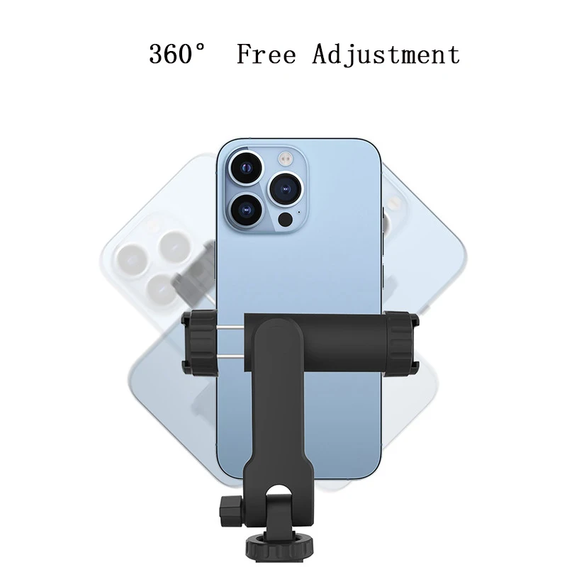 휴대폰 홀더 Vlog 삼각대 마운트 어댑터(콜드 슈 마운트 포함) 스마트폰 블로깅 비디오 LED 라이트 마이크용 1/4 나사 구멍