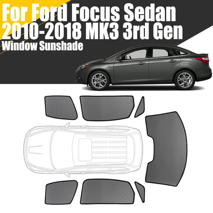 

Custom Magnetic Car Window Sunshade For Ford Focus Sedan MK3 2010-2018 3rd Gen Curtain Mesh Front Windshield Frame Curtain