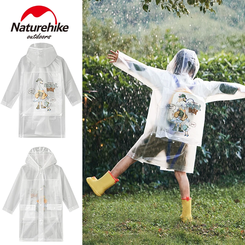 Naturehike Children's Raincoat TPU Poncho Rain Coat Waterproof Jacket Rainwear for Kids Camping Hiking With Backpack Position