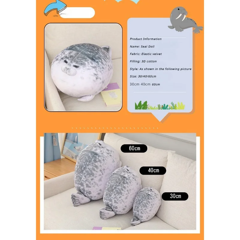 Chubby seal pillow Simulated Cute Seal Doll Aquarium Popular Pillow Aquarium Plush Toy  Home entertainment and office gift 6