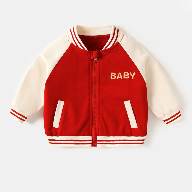 Ins Baby Boy Autumn Baseball Uniform Cotton Letter Bear Toddler Girl Jacket Loose Spliced Raglan Sleeve Infant Girl Outwear Coat 4