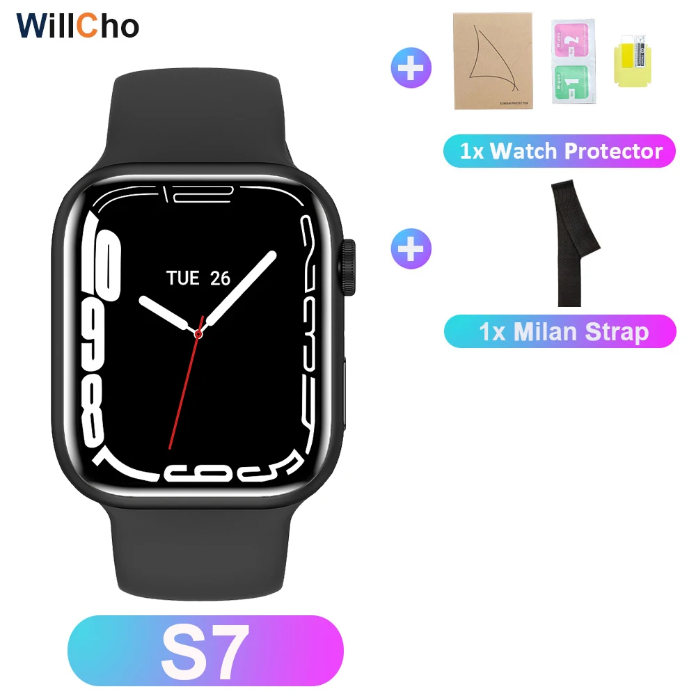 2022 S7 Smart Watch Iwo 14 Pro Nfc Voice Assistant Bluetooth Dial Answer Call Watch for Men Smart Watch Women Series 7 Pk W37Pro 