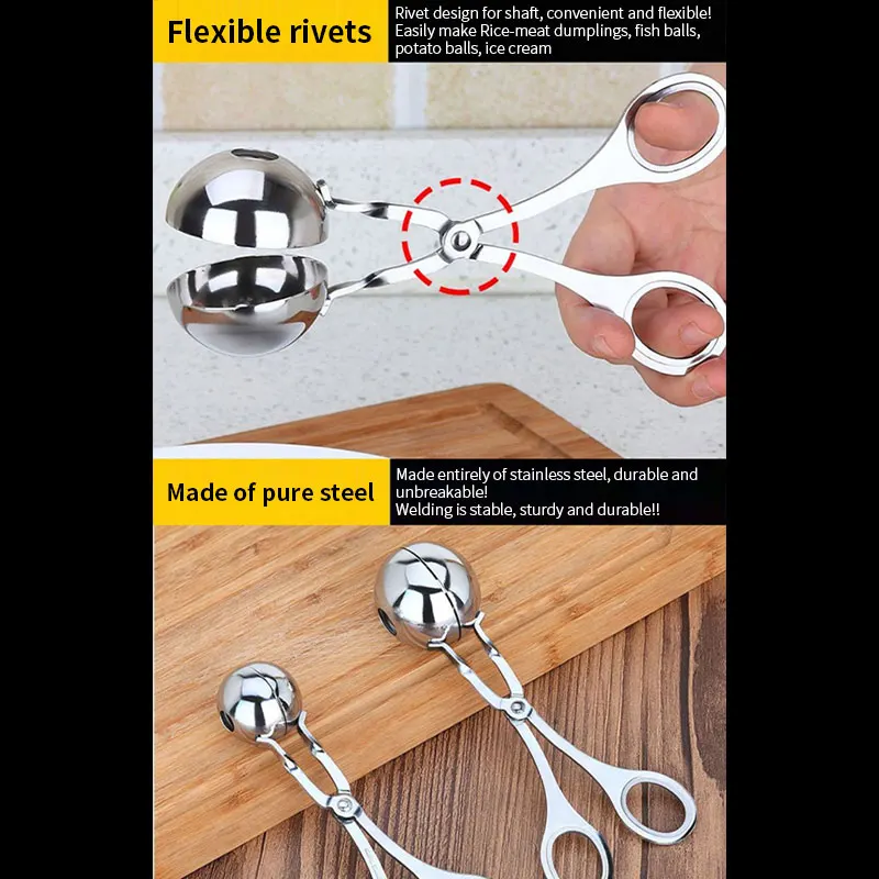 Meatball Maker Meat Ball Maker Tool Stainless Steel Clip Round Rice Ball Shaper Spoon Non Stick Meat Dumplings Making Mold Kitchen Tools
