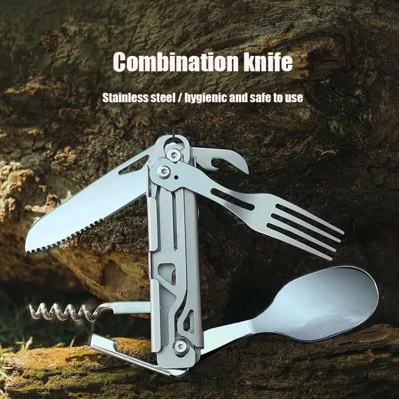 Multifunctional Cutlery Set Portable Folding Tableware Camping Knife Fork Spoon camping cutlery portable tableware portable cutlery titanium tableware