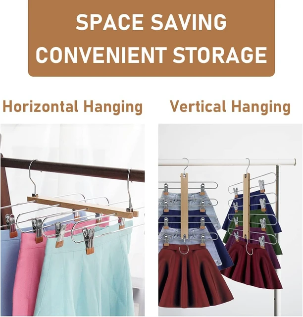 4-Tier Skirt Hangers with Clips Pant Hangers Space Saving Multiple