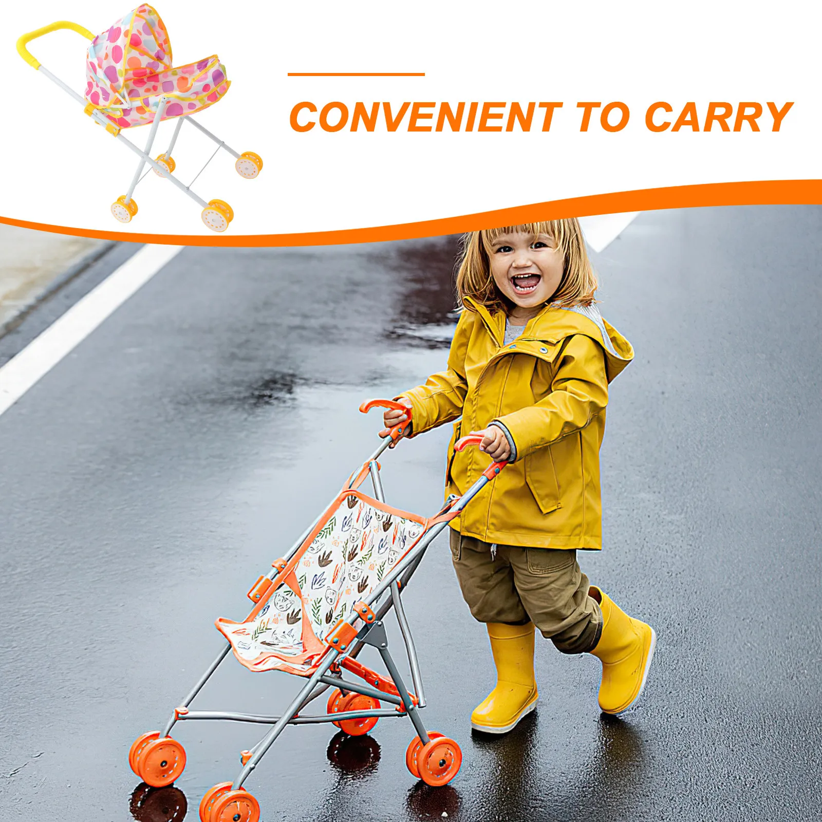 작은 시뮬레이션 유모차 카트 창의적인 어린이 놀이용 인형 집 장식 용 유모차 1-3세용