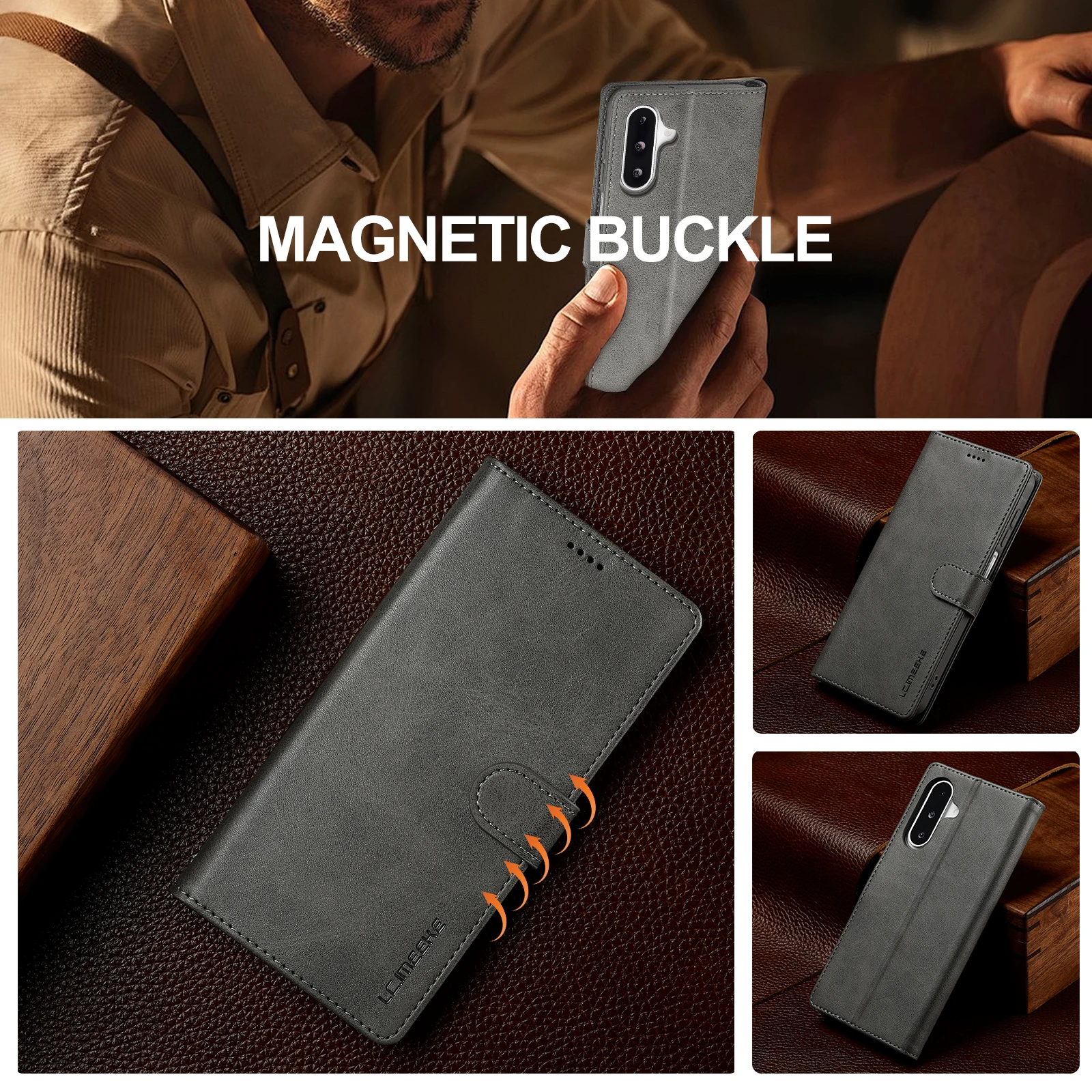 Luxury PU Leather Wallet Stand Case with Magnetic Buckle - Shockproof and Protective Full Cover Flip Holster