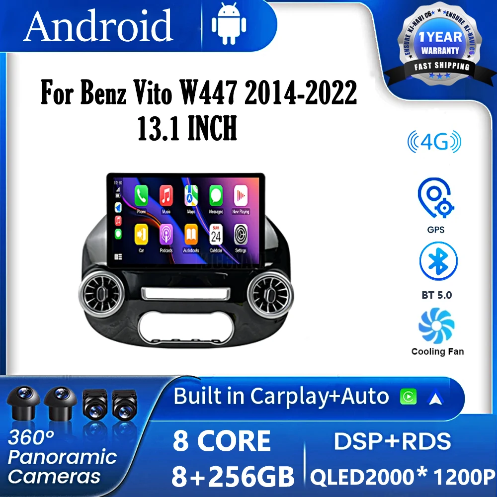Автомагнитола для Benz Vito W447 13,1-2014, 2022 дюйма, Android 14