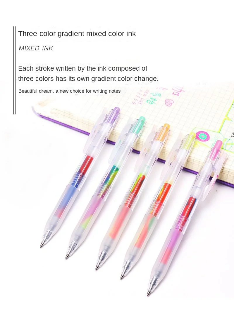 Color Beautiful Gel Pens 5pcs Gradient Rainbow Gel Pen Set Mm