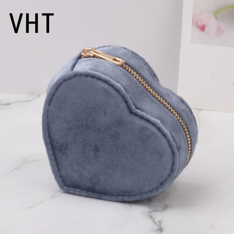 Retro Velvet Storage Box With Zipper Portable Travel Jewelry Case Earrings Necklace Ring Box Display Wholesale