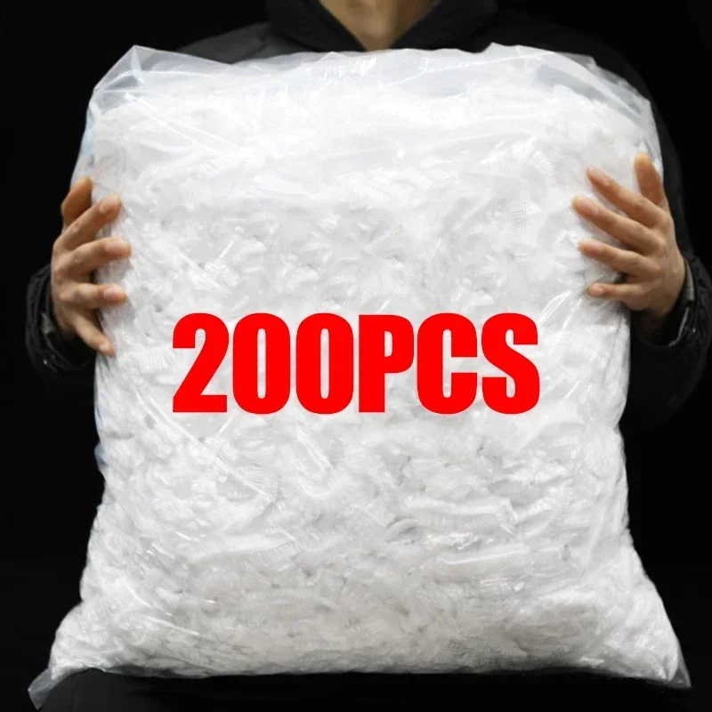 50/100/200pcs Disposable Plastic Waterproof Shower Cap Food Non-woven