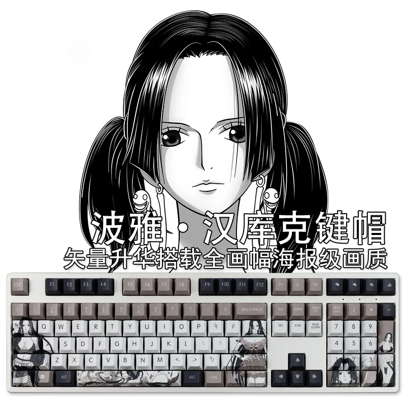 Chaves Pbt Tintura Subbed Keycaps dos Desenhos Animados Anime Gaming Key Caps Boa Hancock Keycap Viagem para Ansi 61 87 104 108 Layout 108