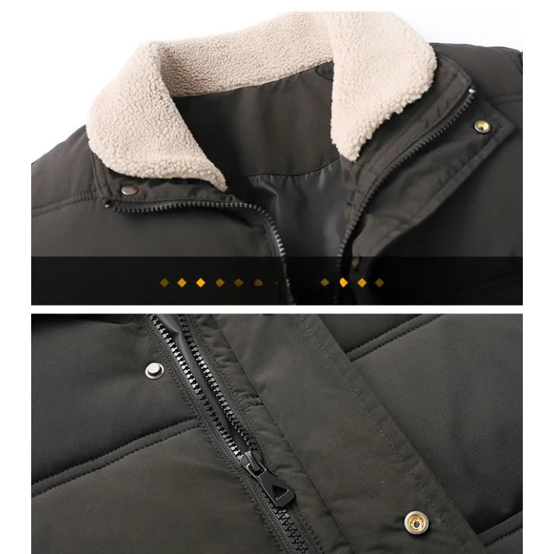 2023 New Men Down Cotton Coat Winter Jacket Short Loose Leisure Plus Fleece Thicken Parkas Fur Collar Outwear Joker Overcoat