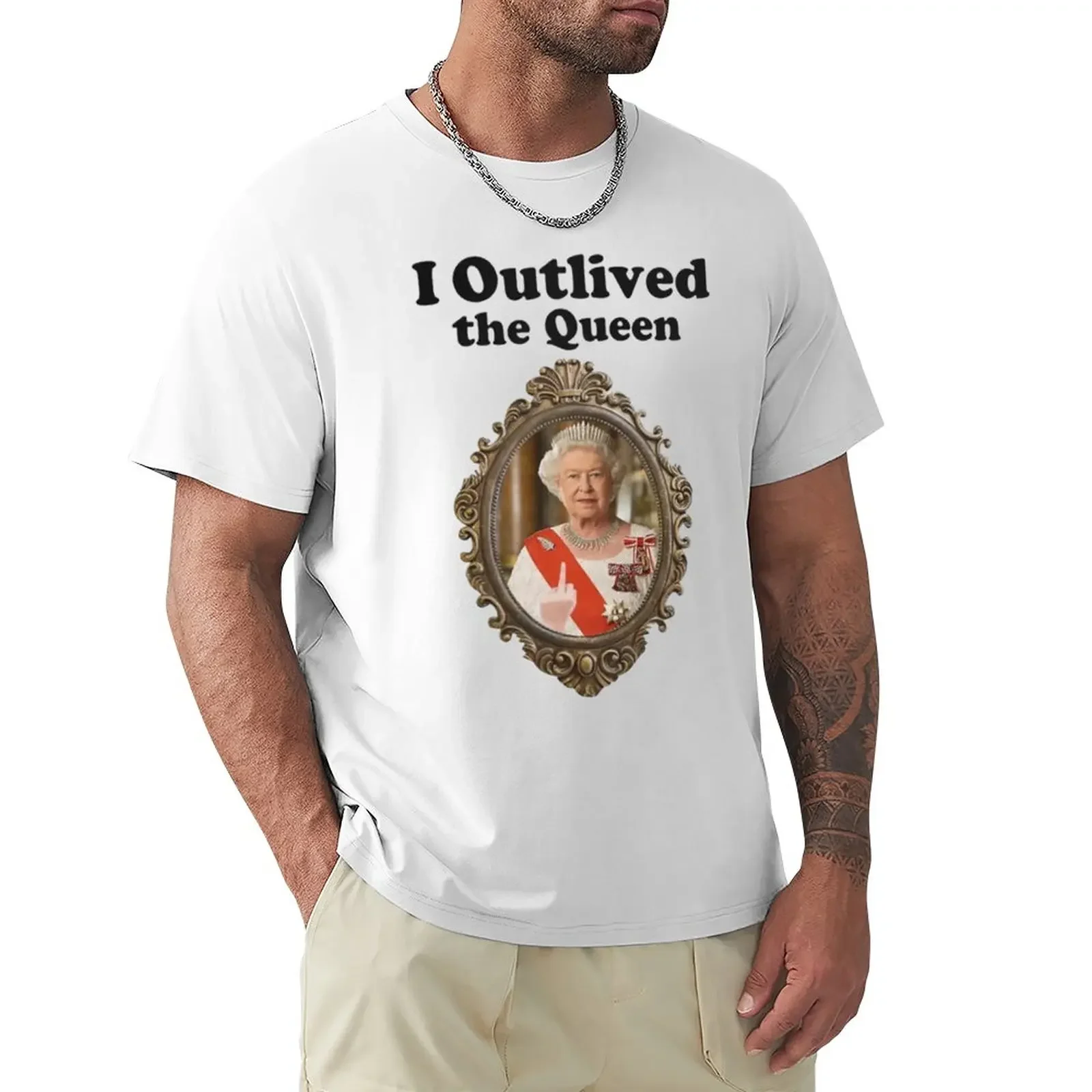 I Outlived The Queen T-Shirt Shirts Graphic Tees Blacks Funnys Mens Workout Shirts