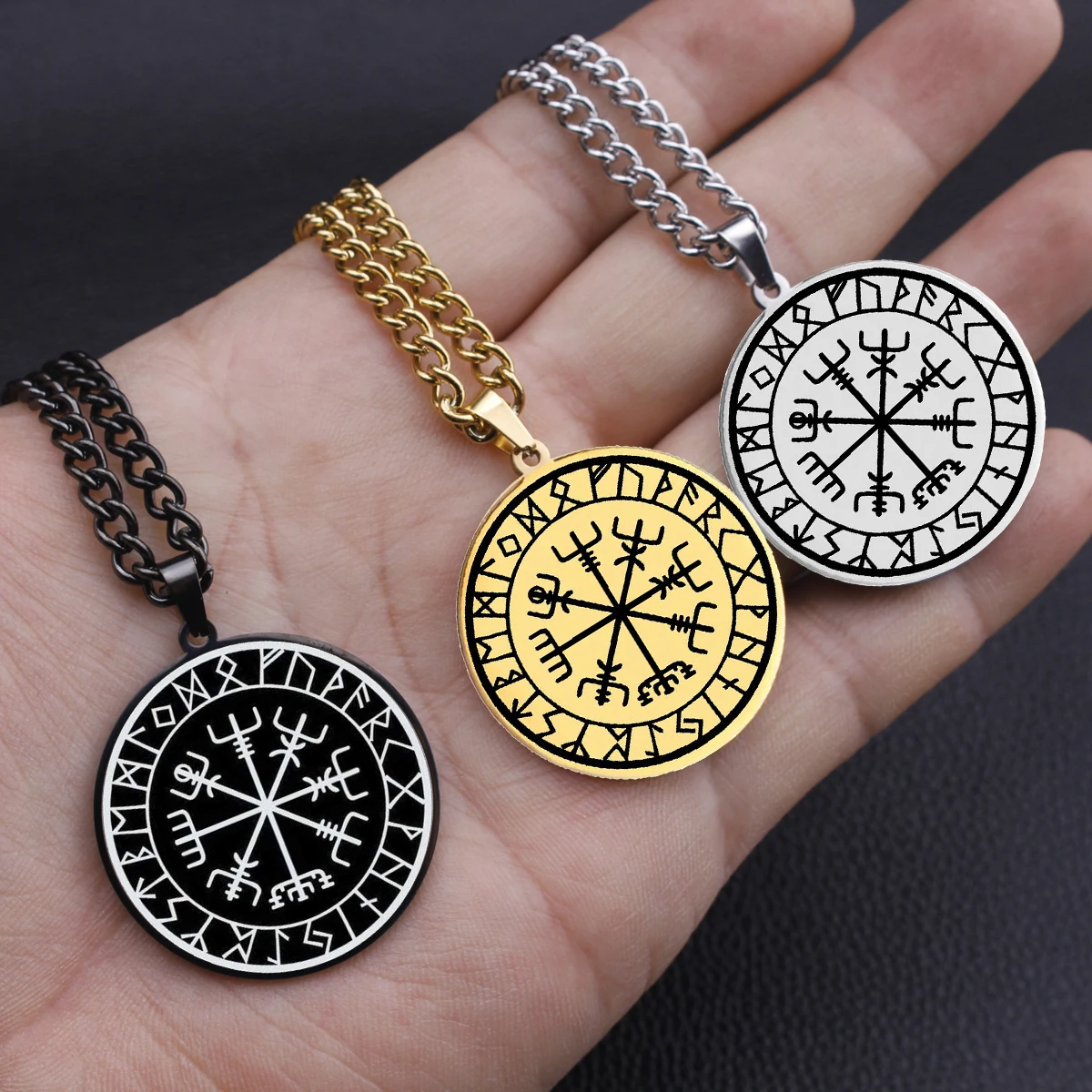 HLSS090 laser engraving Viking Protection Runes Vegvisir Compass ...