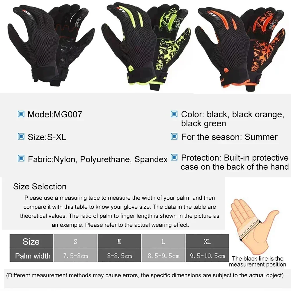 Motorcycle Gloves LS2 Original Summer Mesh Breathable Motorbike Touch Screen Guantes Full Finger Motocross Racing Cycling Gloves