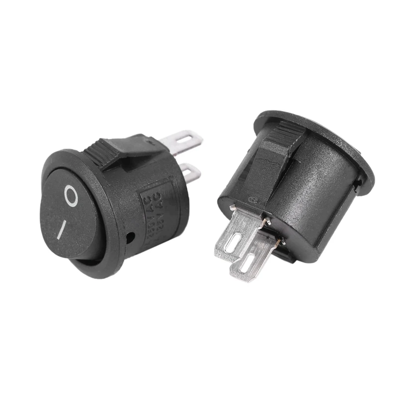 5개 SPST 검정색 버튼 켜기/끄기 원형 로커 스위치 AC 6A/125V 3A/250V-ABFB